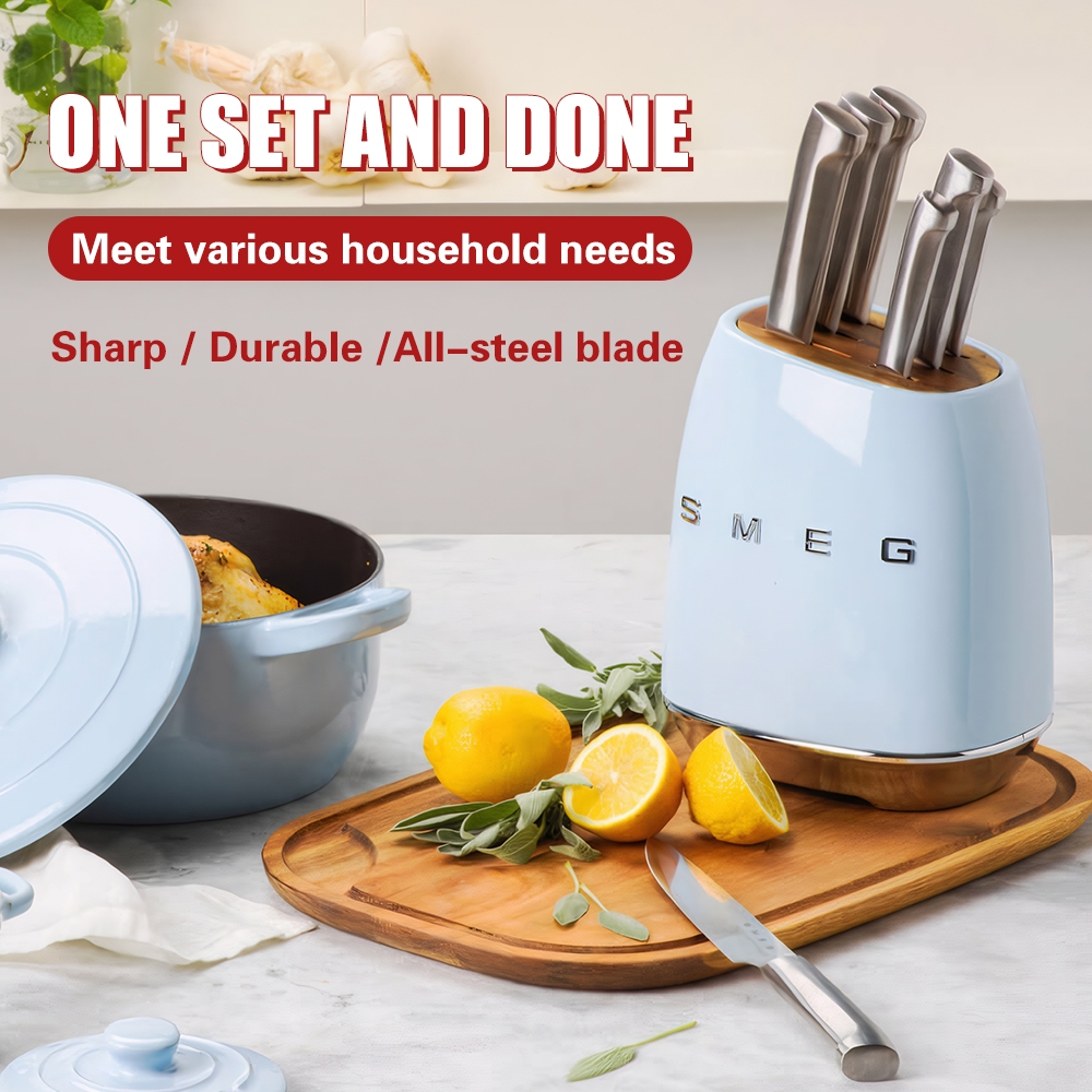 Knife Kitchen Household Seven-piece Retro Stainless Steel Kitchen Knife Set Cream Color厨房 刀